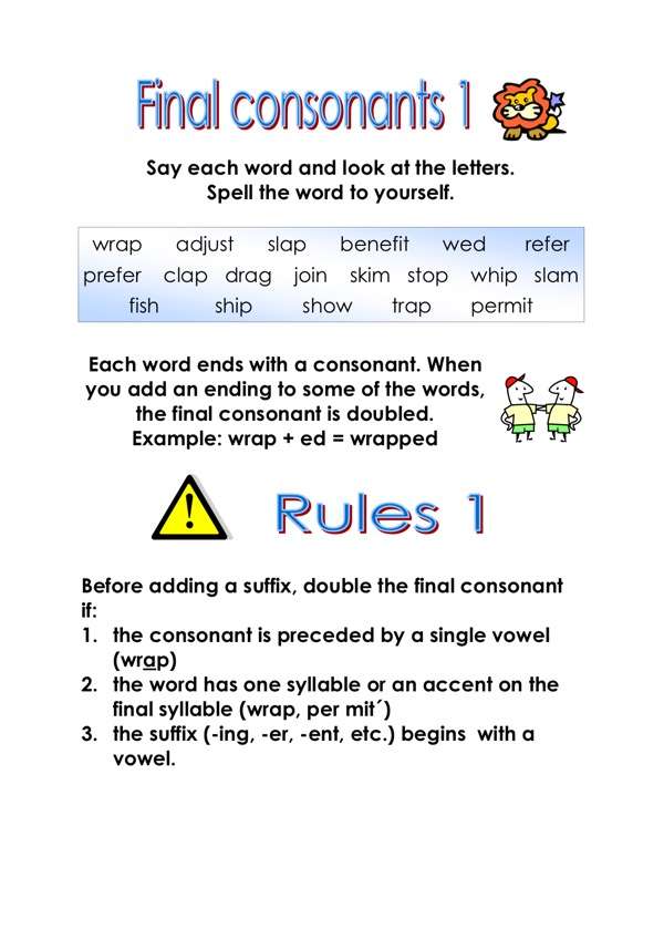 Final consonants